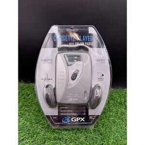 GPX C3125 Cassette Player AM/FM Radio with Headphones and Belt Clip